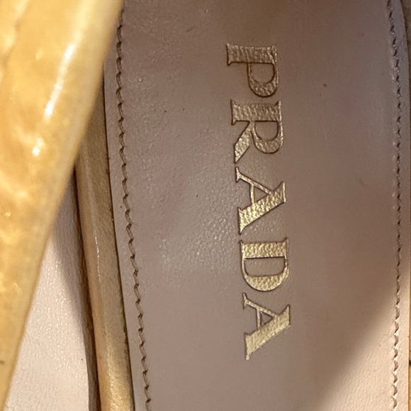 PRADA patent leather peep toe Bakelite ballet flats rare butter yellow color 36 - Picture 5 of 16